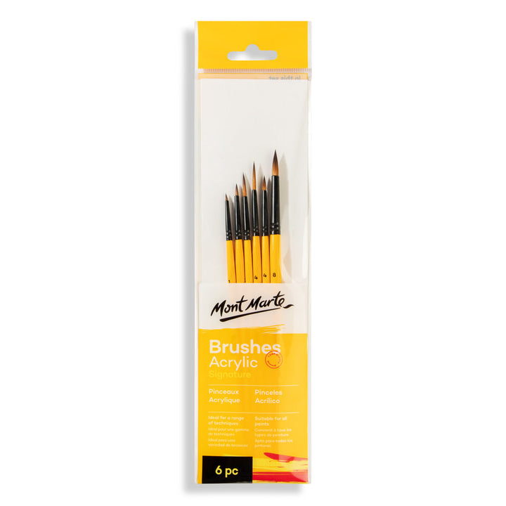 Mont Marte Gallery Series Brush Set Acrylic 6pc – Professional Brushes