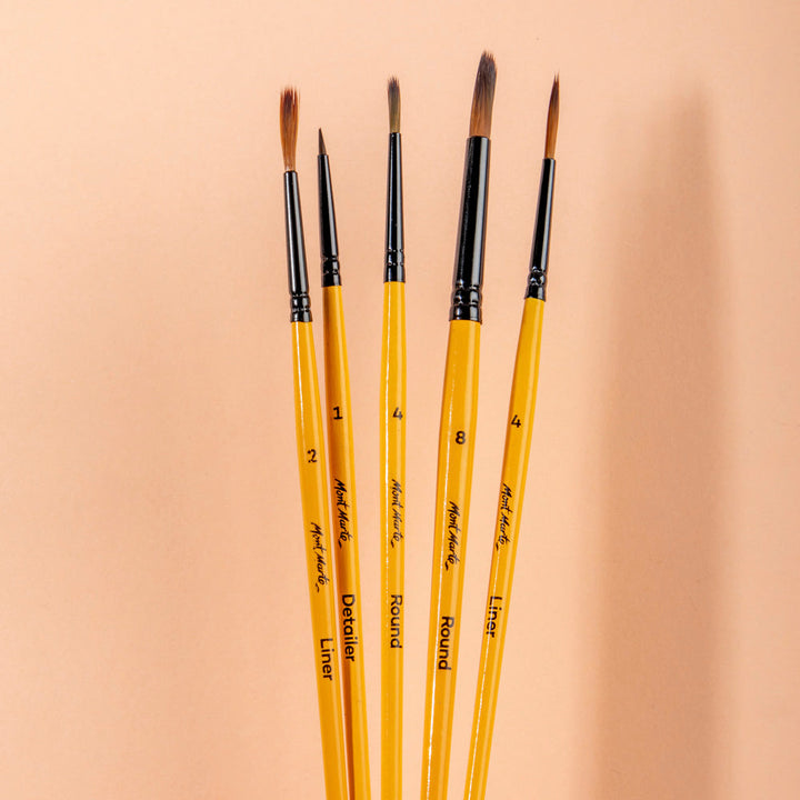 Mont Marte Gallery Series Brush Set Acrylic 6pc – Professional Brushes