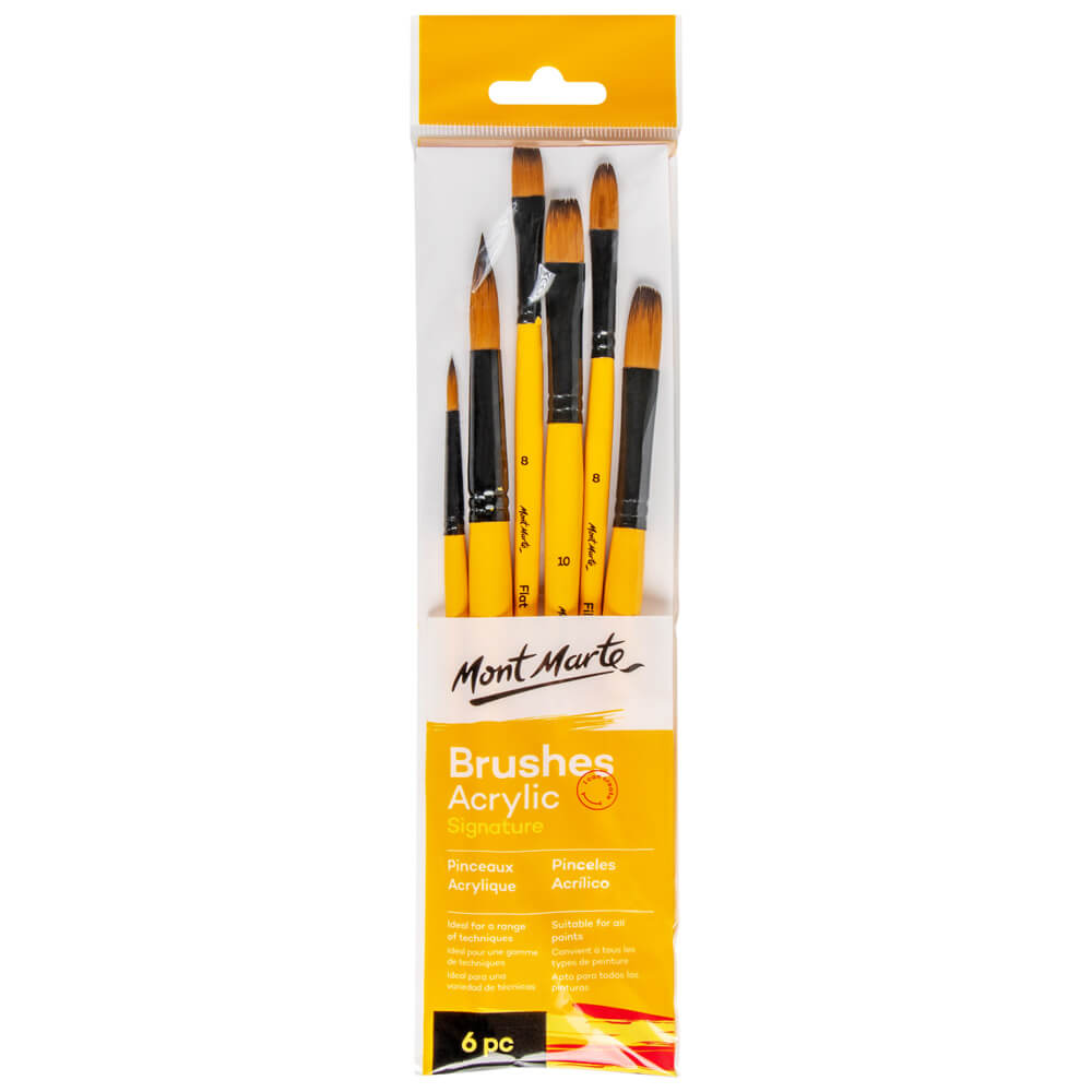 Monte Marte Acrylic Brushes Signature 6pc – Perfect for Artists