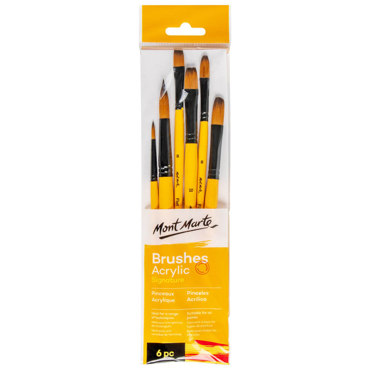 Monte Marte Acrylic Brushes Signature 6pc – Perfect for Artists