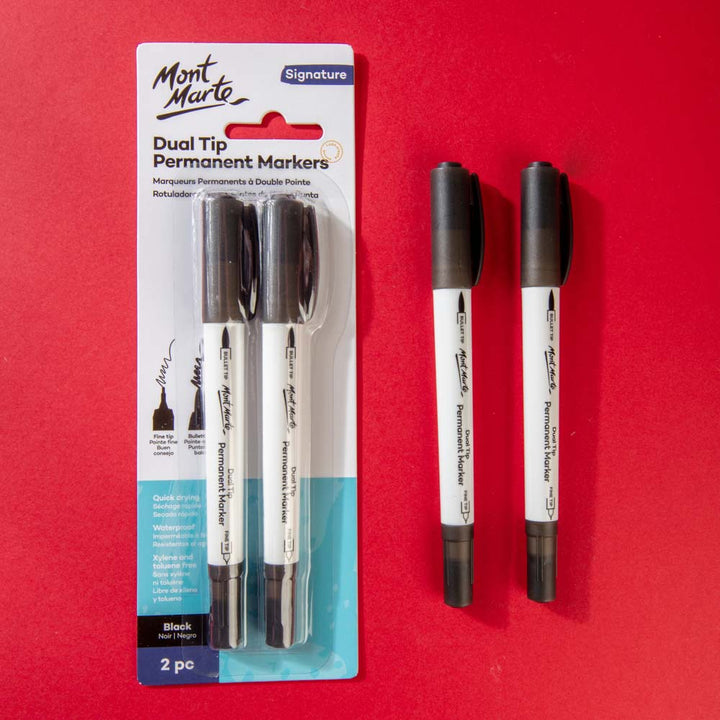 Dual Tip Permanent Markers 2pc – Black