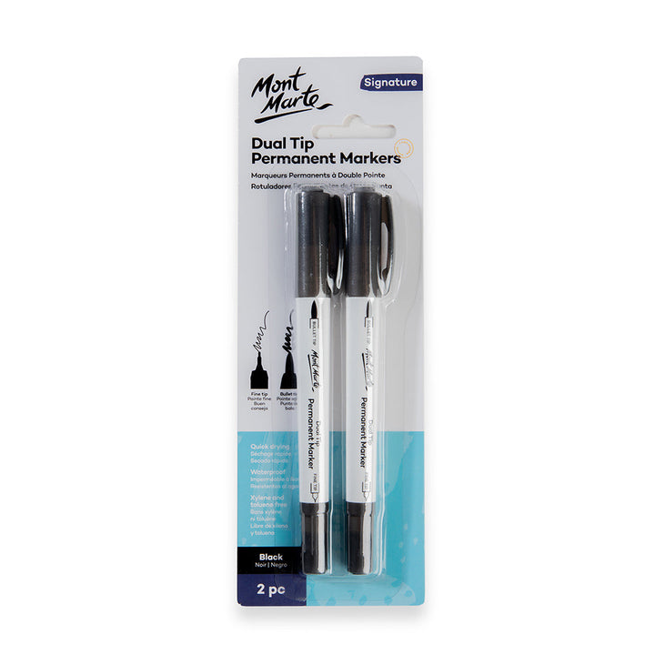 Dual Tip Permanent Markers 2pc – Black