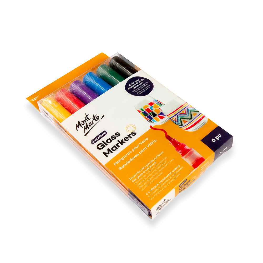 Glass Markers Signature 6pc Set - Vibrant, Translucent Colours for DIY