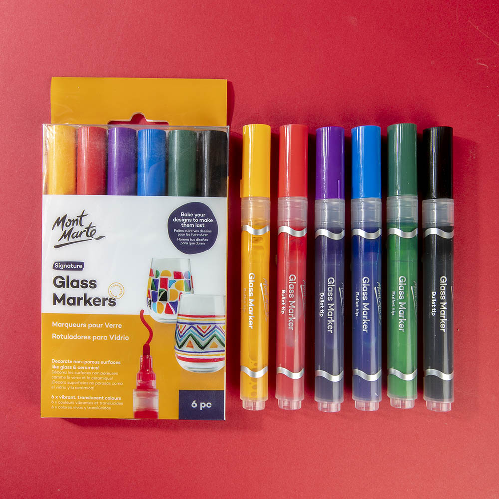 Glass Markers Signature 6pc Set - Vibrant, Translucent Colours for DIY