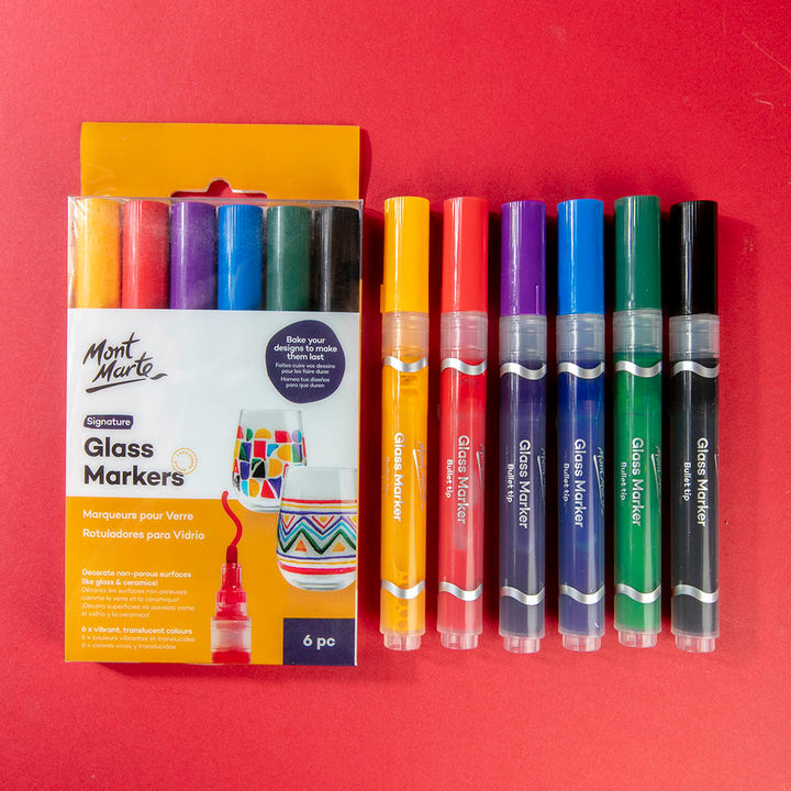 Glass Markers Signature 6pc Set - Vibrant, Translucent Colours for DIY