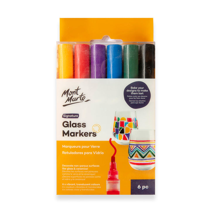 Glass Markers Signature 6pc Set - Vibrant, Translucent Colours for DIY