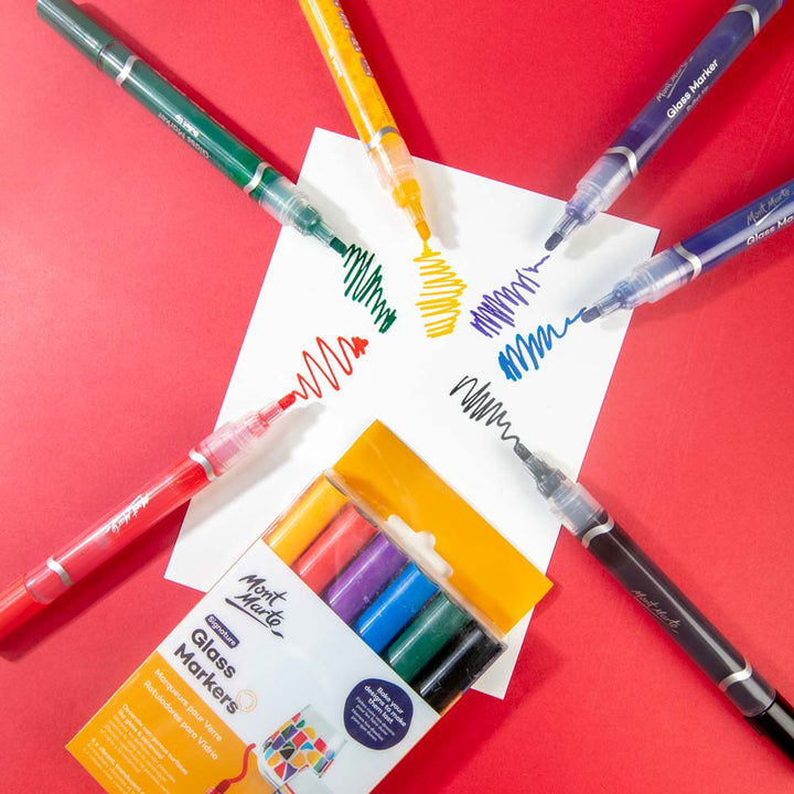 Glass Markers Signature 6pc Set - Vibrant, Translucent Colours for DIY