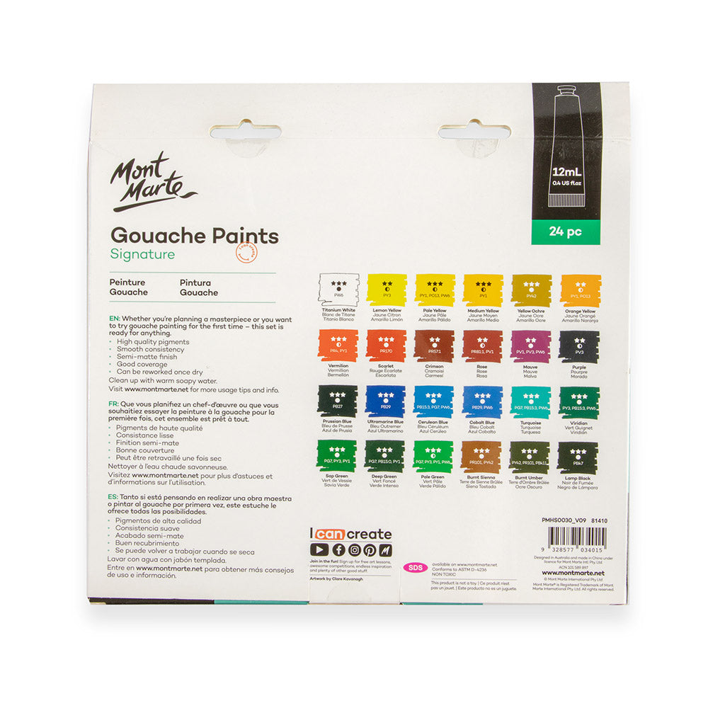 Mont Marte Gouache Set 24pc x 12ml