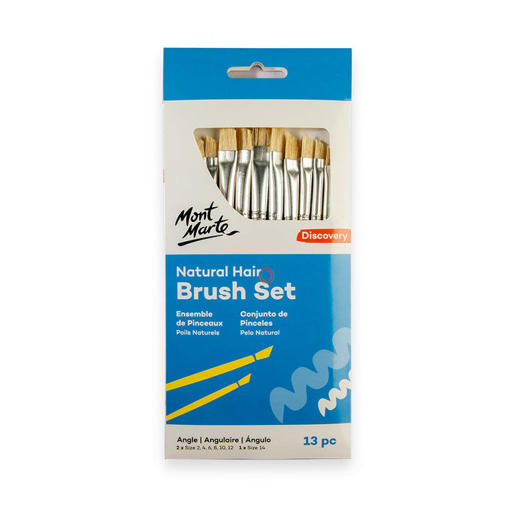 Natural Hair Art Brush Set Angle Discovery 13pc – Ideal for Acrylic, Oil & Watercolor