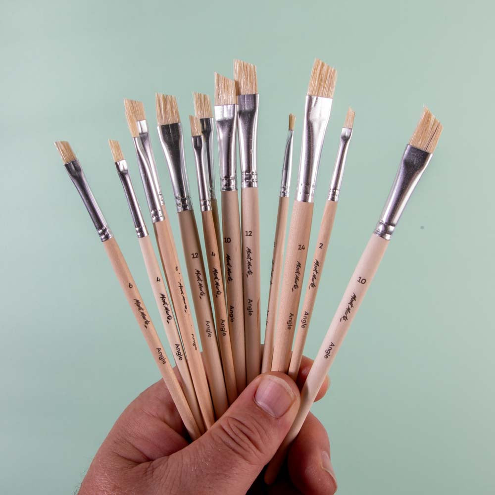 Natural Hair Art Brush Set Angle Discovery 13pc – Ideal for Acrylic, Oil & Watercolor