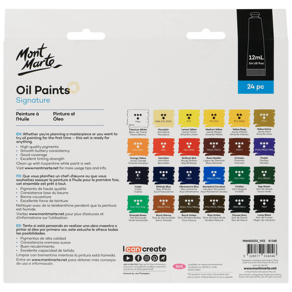 Mont Marte Oil Paints Signature 24pc x 12ml