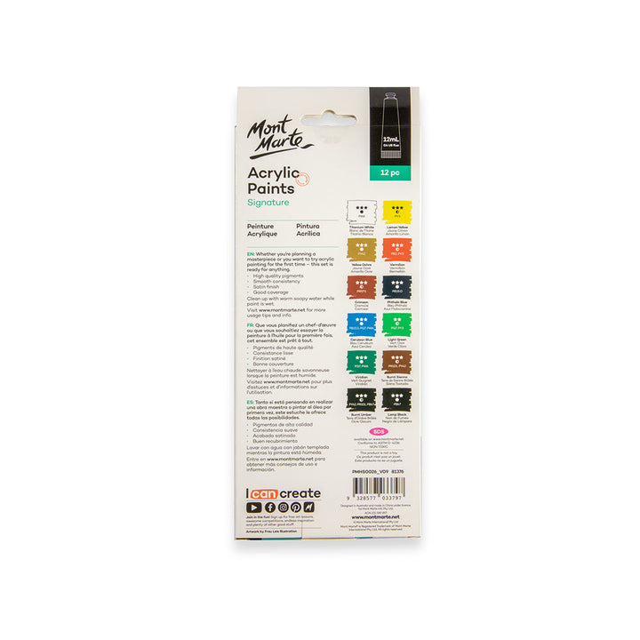 Acrylic Paints Signature 12pc x 12ml (0.4 fl.oz)