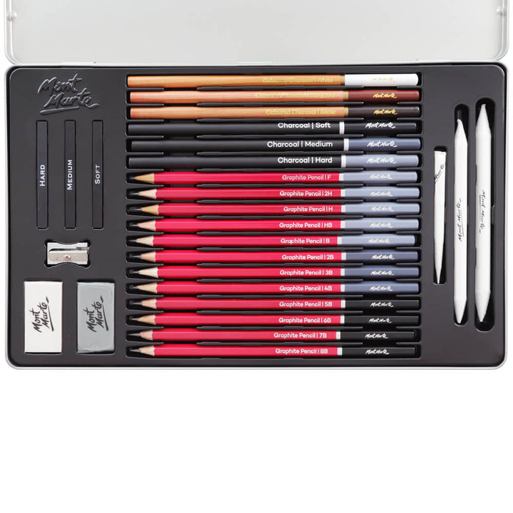 27pc Sketching Tin Set - Essential Art Tools for Creative Drawing