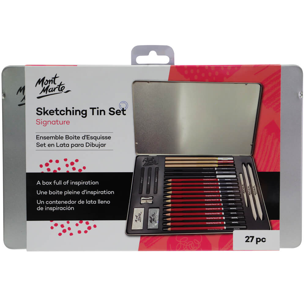 27pc Sketching Tin Set - Essential Art Tools for Creative Drawing