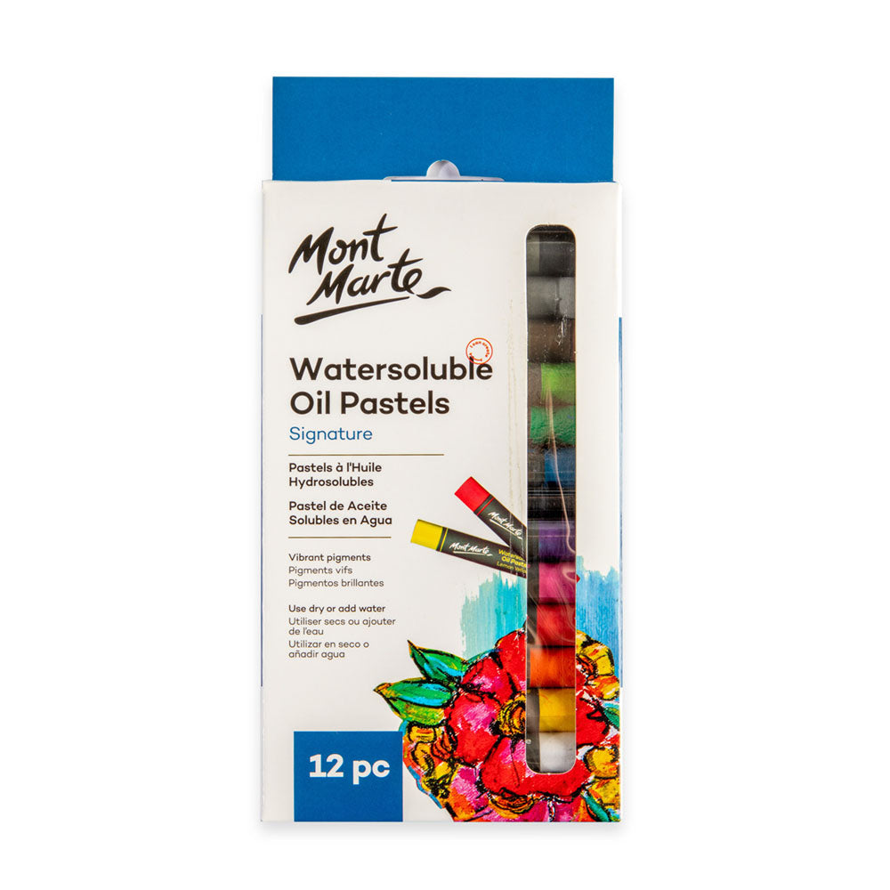 Watersoluble Oil Pastels Signature 12pc – Blend, Mix & Create Stunning Effects