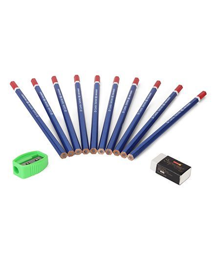 10 Pieces Of Camlin Supreme HD Pencils with Erasers and Sharpener