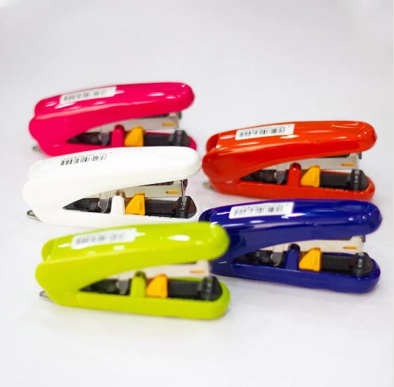 Pink, White, Green, Blue and Red Colour Plus Japan Flat-Clinch Staplers