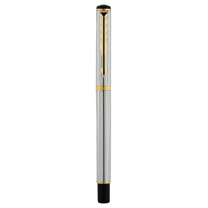 Parker Rialto Shiny Chrome Gold Trim Fountain Pen Bbag | India’s Best Online Stationery Store