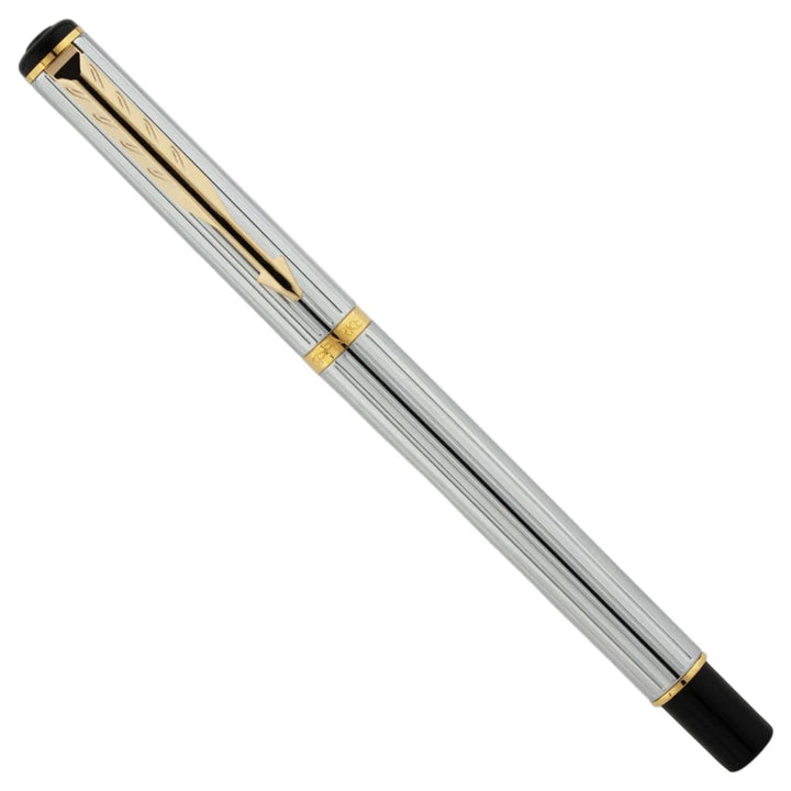 Parker Rialto Shiny Chrome Gold Trim Fountain Pen Bbag | India’s Best Online Stationery Store