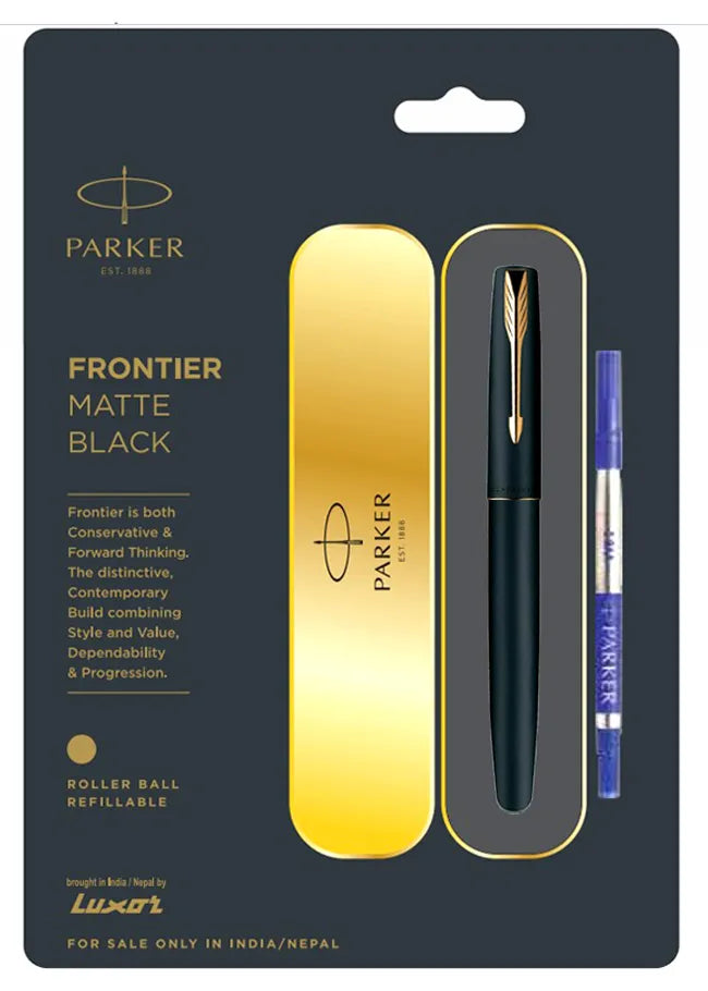 Parker Frontier Matte Black With Gold Trim Roller Ball Pen Parker