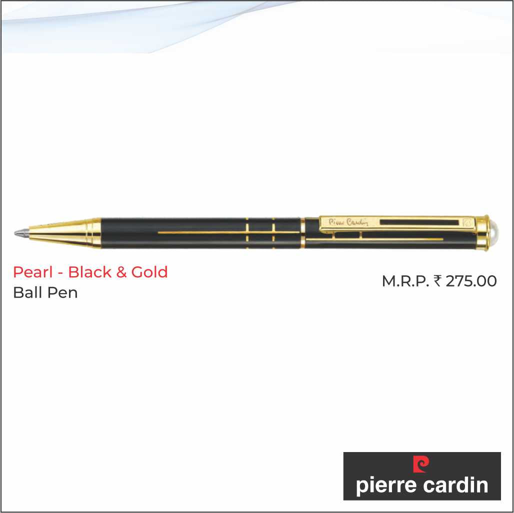 Pierre Cardin Pearl Black & Gold Ball Pen - Elegant & Smooth