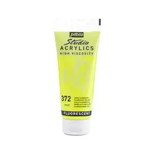 Pebeo High Viscosity Studio Acrylic – Fluorescent Yellow (372) Tube of 100ml / Bbag indias best online store 