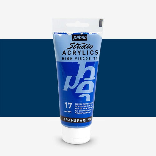 Pebeo High Viscosity Studio Acrylics Phthalocyanine blue 17 Tube of 100 ML