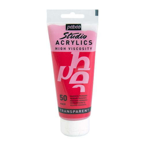 Pebeo High Viscosity Studio Acrylics - Primary Magenta (50) - Tube of 100 ML / bbag indias best online store 