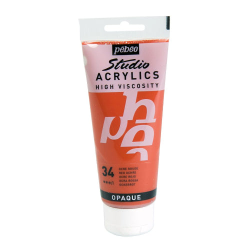 Pebeo High Viscosity Studio Acrylics - Red Ochre (34) - Tube of 100 ML / bbag indias best online store 