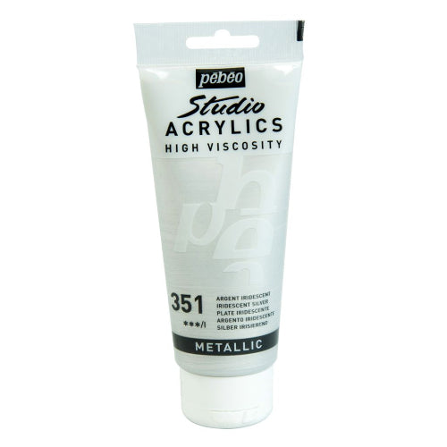 Pebeo High Viscosity Studio Acrylic - Silver (351) - Tube Of 100 ML 