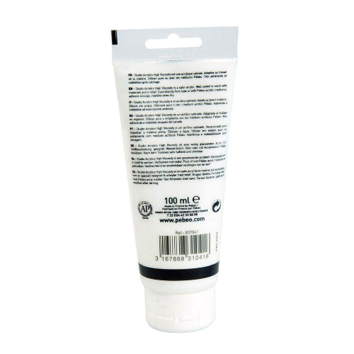 pebeo High viscosity Studio Acrylic Titanium White 41 - Tube of 100 ml