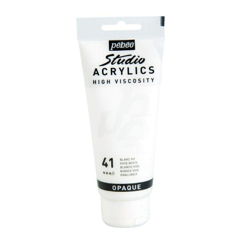 pebeo High viscosity Studio Acrylic Titanium White 41 - Tube of 100 ml