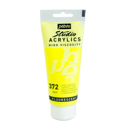 Pebeo High Viscosity Studio Acrylic – Fluorescent Yellow (372) Tube of 100ml / bbag indias best online store 
