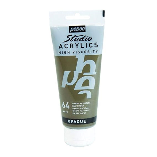Pebeo High Viscosity Studio Acrylics - Raw Umber (64) - Tube of 100 ML / bbag indias best online store 