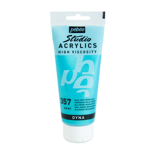 Pebeo High Viscosity Studio Acrylics - Iridescent Blue-Green (357) - Tube of 100 ML
