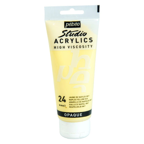 Pebeo High Viscosity Studio Acrylics - Naples Yellow Hue (24) - Tube of 100 ML / bbag indias best online store 