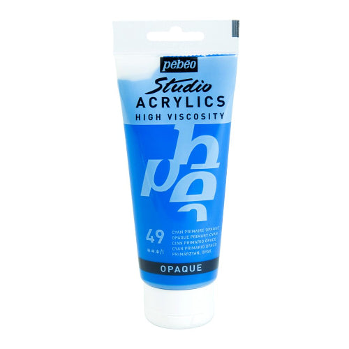 Pebeo High Viscosity Studio Acrylics - Opaque Primary Cyan (49) - Tube of 100 ML / bbag indias best online store
