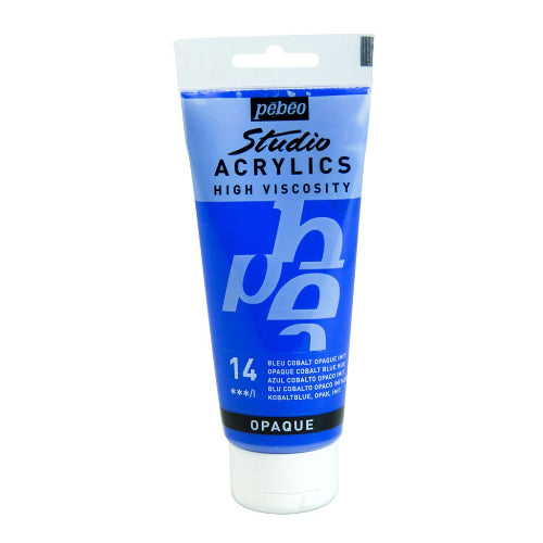 Pebeo High Viscosity Studio Acrylics - Opaque Cobalt Blue Hue (14) - Tube of 100 ML / Bbag indias best online store 