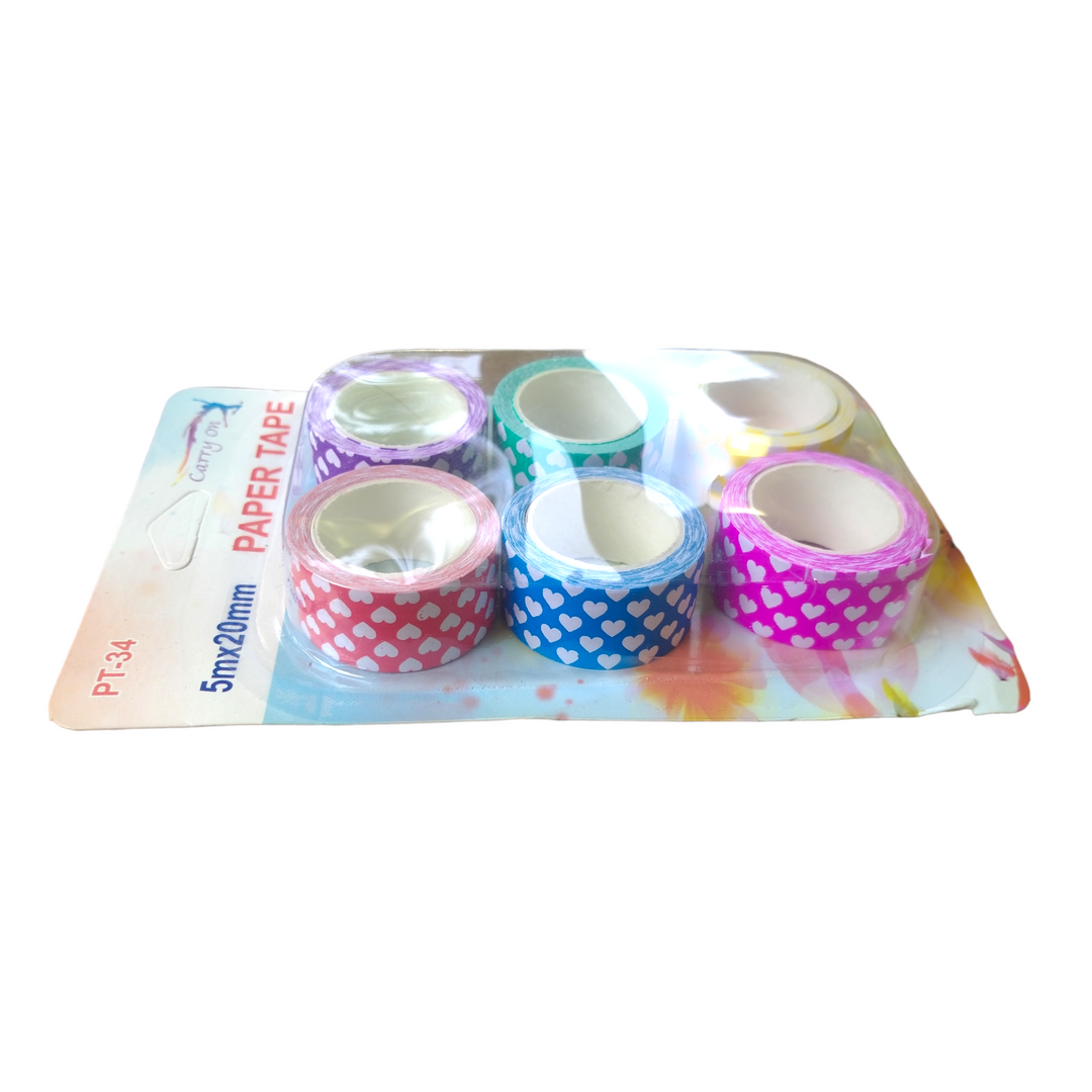Decorative Adhesive Paper Tape Multi Colour 6 Pcs 