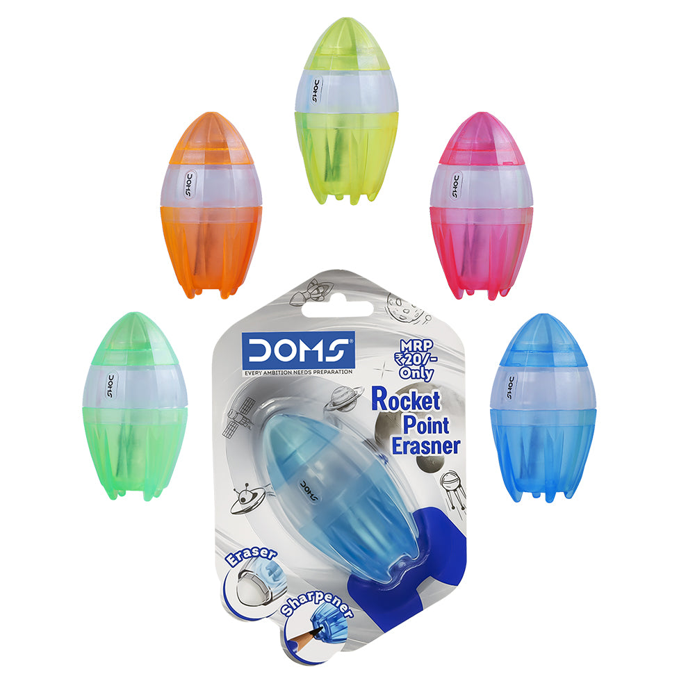 Domes Translucent Sharpner Doms Rocket Sharpener Eraser: Precision and Playfulness – Bbag | India ...