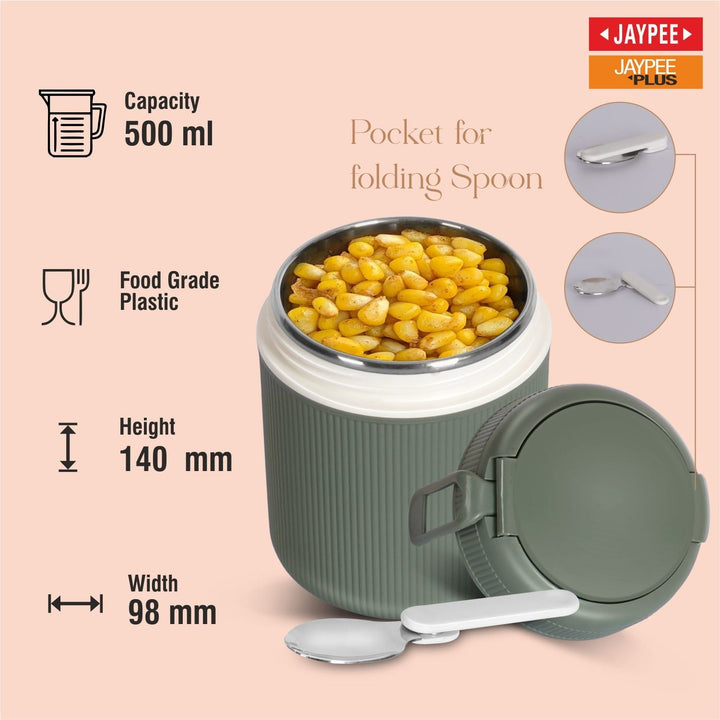Jaypee Solo Meal Lunch Box 550ml  Insulated Steel Tiffin with Spoon Bbag | India’s Best Online Stationery Store