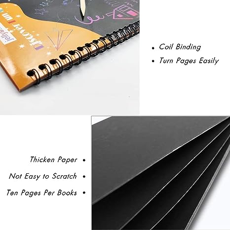 Bling Scratch Paper Note Book - Coil Binding, Turn pages Easily, Thicken Paper, Not easy to scratch and Ten  Pages per Books.