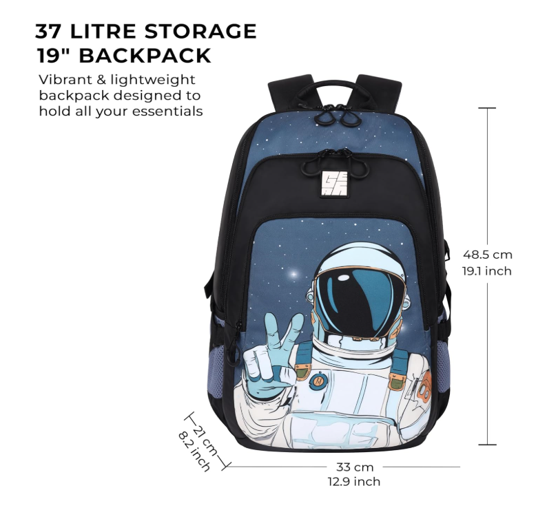 Gear Astronomer 19" Backpack Black-Grey | 37L Laptop Backpack Bbag | India’s Best Online Stationery Store