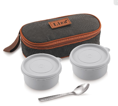 Liza Micro Steel 2 Lunch Box Set 275ML Stainless Steel Leak Proof Tiffin with Carry Pouch Bbag | India’s Best Online Stationery Store