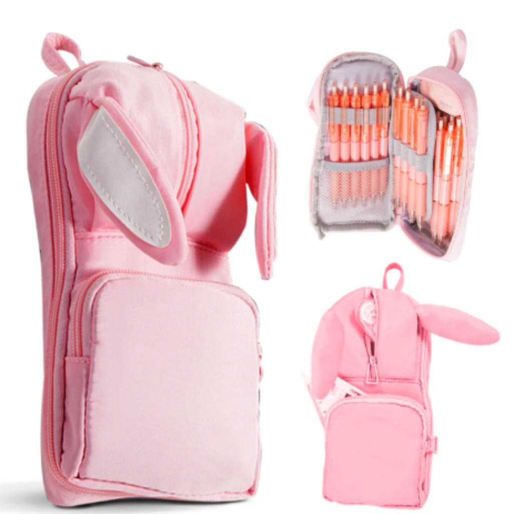 Cute Bunny Ear Multi-Compartment Pencil Pouch – Large Capacity Organizer Case Bbag | India’s Best Online Stationery Store