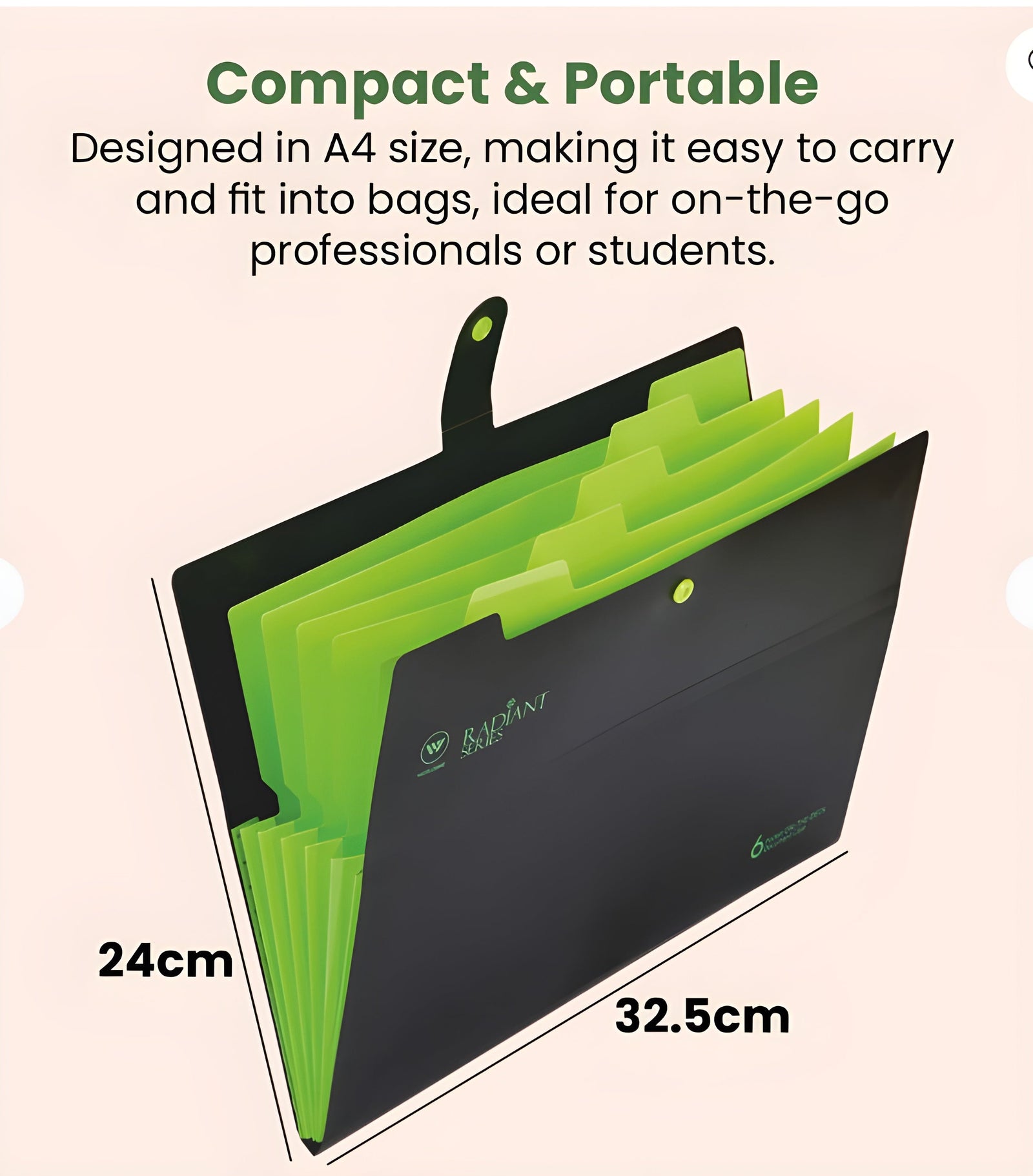 Worldone A4 Expanding Folder with 6 Compartments –PP Document Organizer Bbag | India’s Best Online Stationery Store