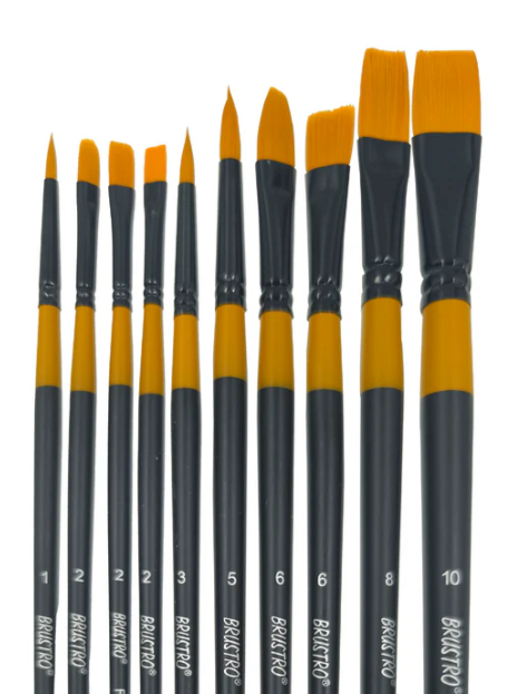 BRUSTRO Artists Gold Taklon Brushes Set of 10 Bbag | India’s Best Online Stationery Store