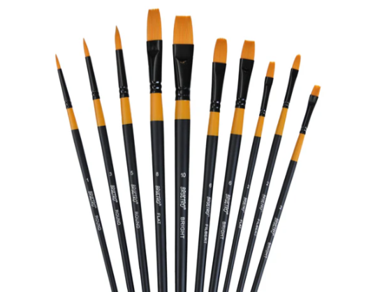 BRUSTRO Artists Gold Taklon Brushes Set of 10 Bbag | India’s Best Online Stationery Store