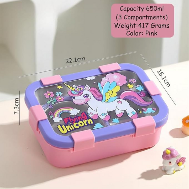 Leakproof Kids Bento Lunch Box 3 Compartment Stainless Steel Tiffin Bbag | India’s Best Online Stationery Store