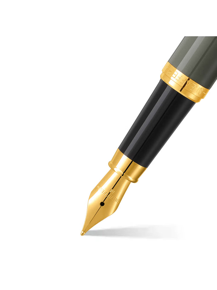 Sheaffer VFM 9427 Light Gray Fountain Pen with PVD Gold Tone Trim